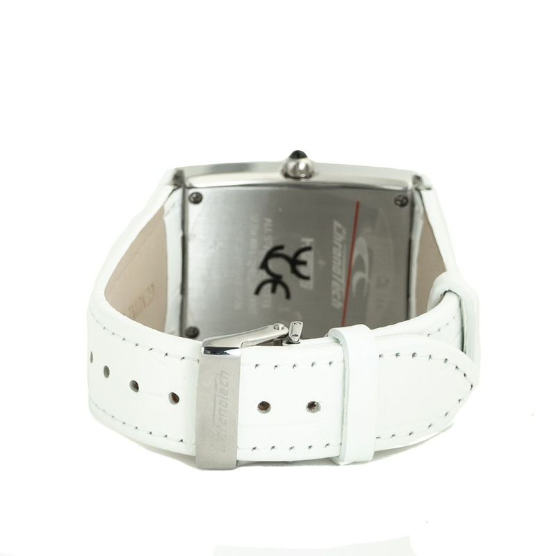 White leather dress watch-null