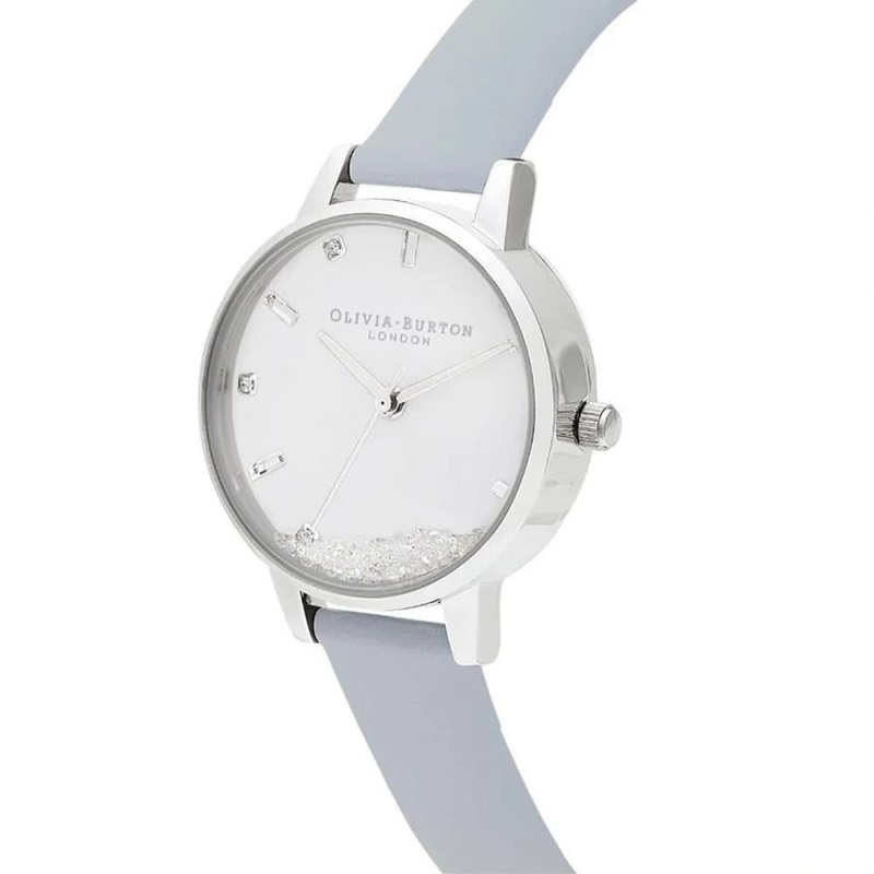 Blue artificial leather dress watch-null