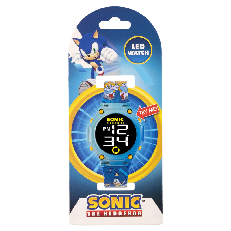 Sega sonic the hedgehog character print digital flashing watch image number null