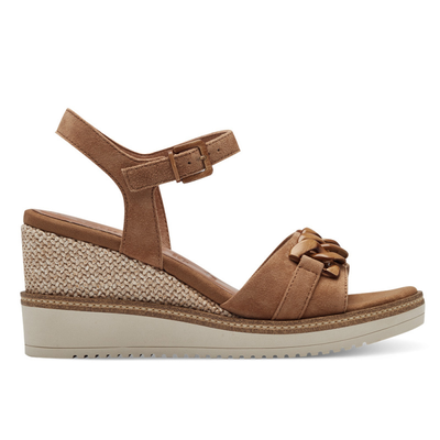 Tamaris women leather platform, Camel, medium