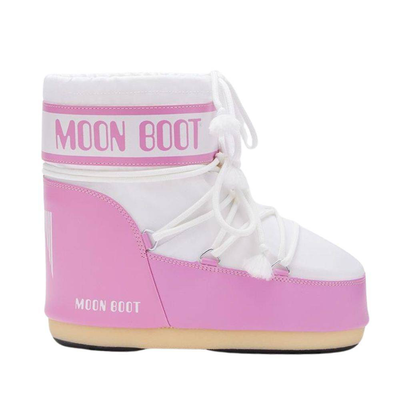 Moon boot icon low nylon, White / Pink, medium