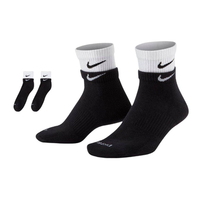 Nike everyday plus cushion ankle socks, Black / White, medium