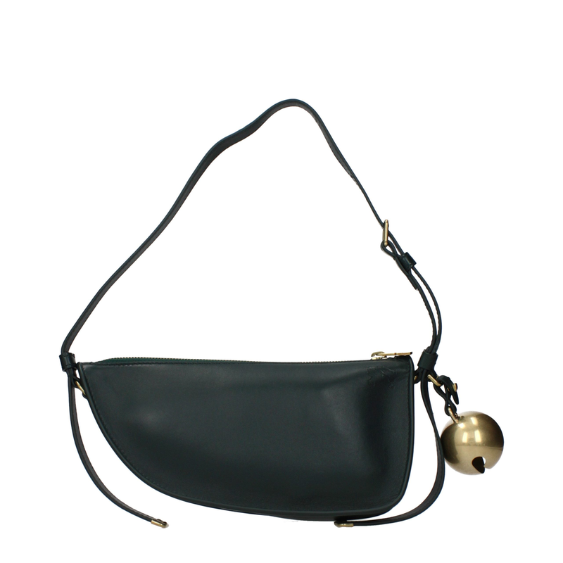 Green leather shoulder bag-null