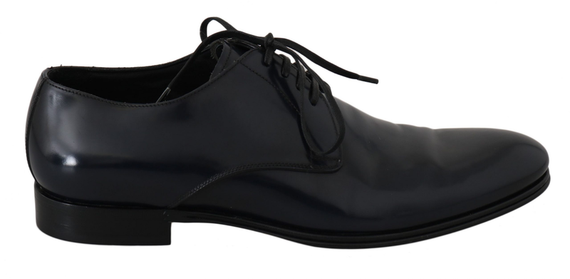 Blue leather dress derby formal mens shoes-null