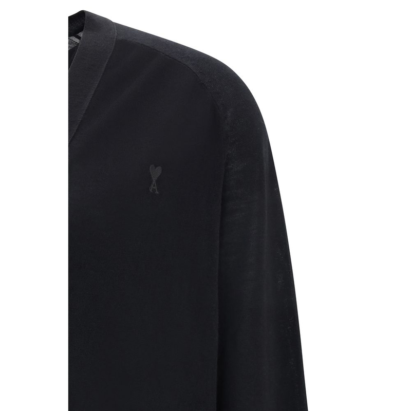 Black merino wool cardigan-null