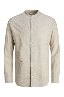 Jack & jones linen blend mao shirt, Beige, medium