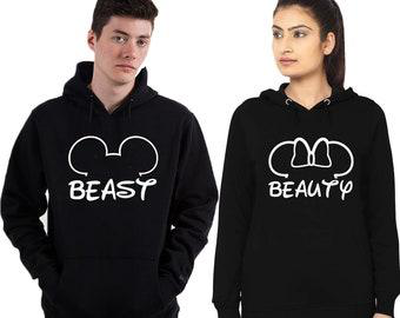 Hoodie beauty and the beast for couples, BLACK BEAST, medium