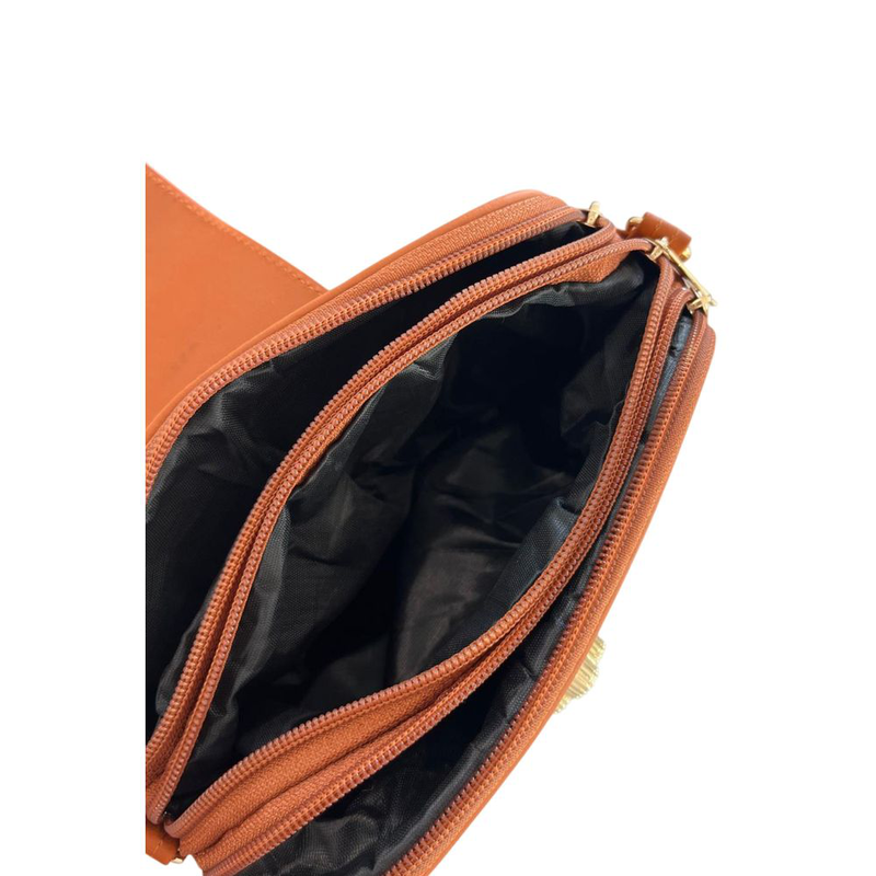 Brown pu women crossbody bag-null