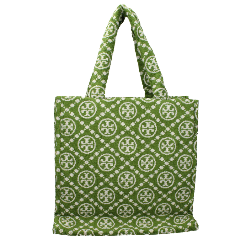 Green cotton-like shoulder bag-null