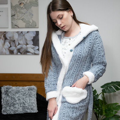 Velvet thick robe #yj419, Light Grey, medium