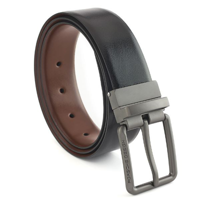 Porsche design business belt reversible shiny leather black-cognac