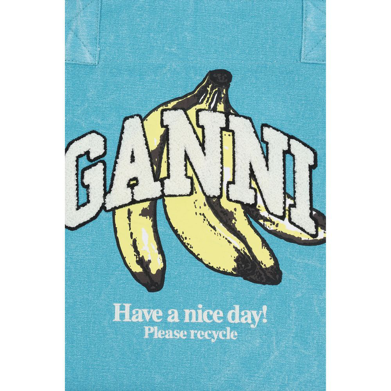 Blue recycled cotton shoulder bag-null