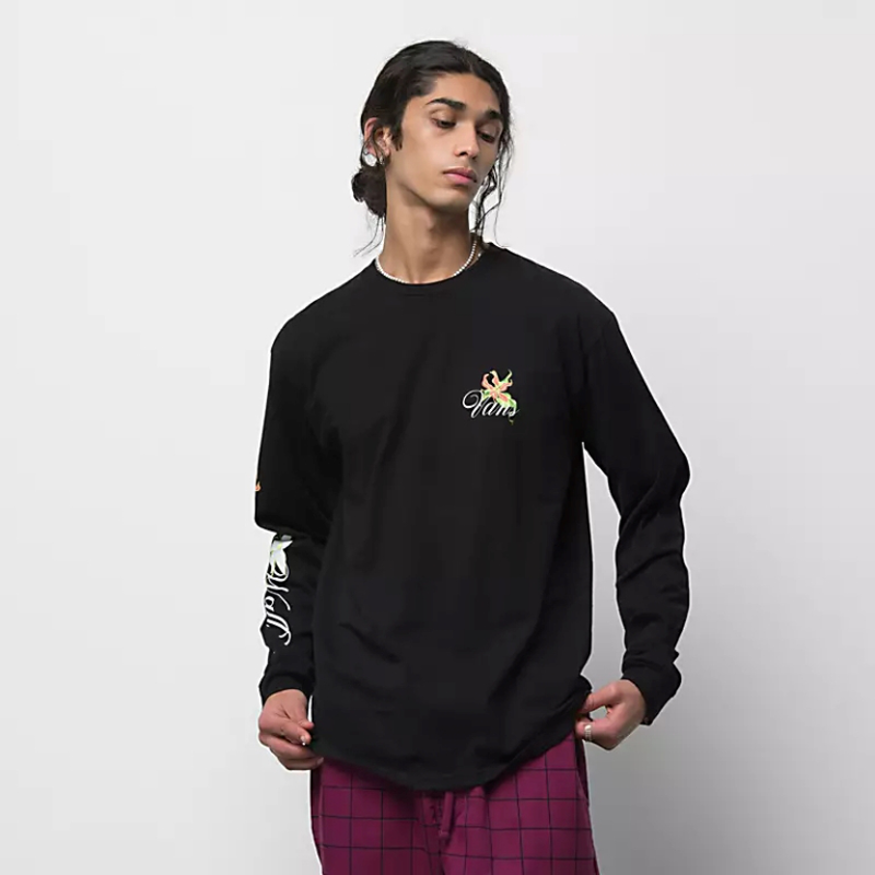 Vans fatal floral ls tee fata black, large-null
