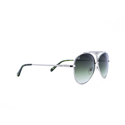 OJO man sunglasses silver frame and temples with blue tips and green gradient lenses rx, , medium