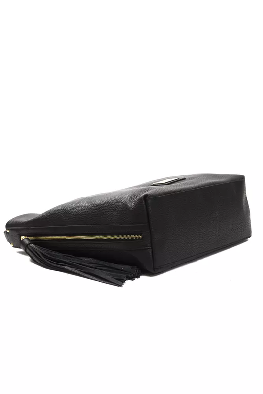 Black leather women shoulder bag-null