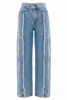 Fringed jeans, Blue, medium