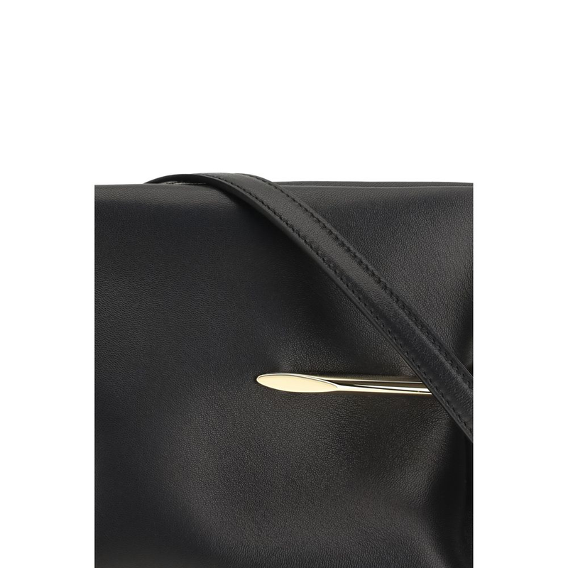 Black napa leather / calf bos taurus clutch bag-null