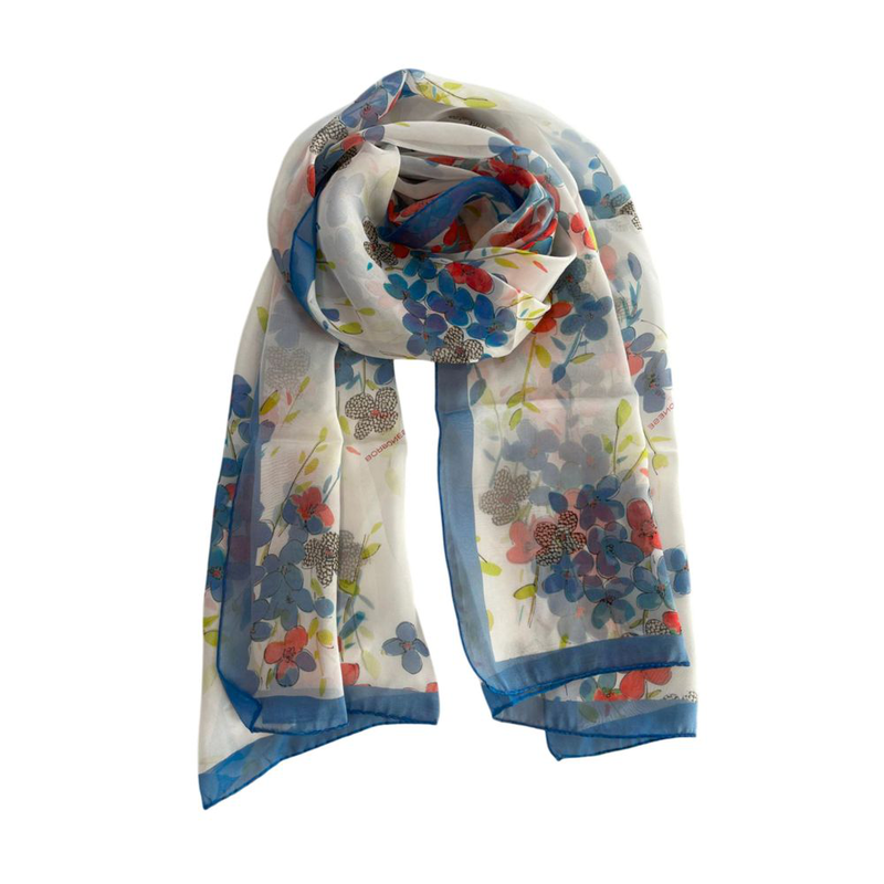 White silk women scarf-null