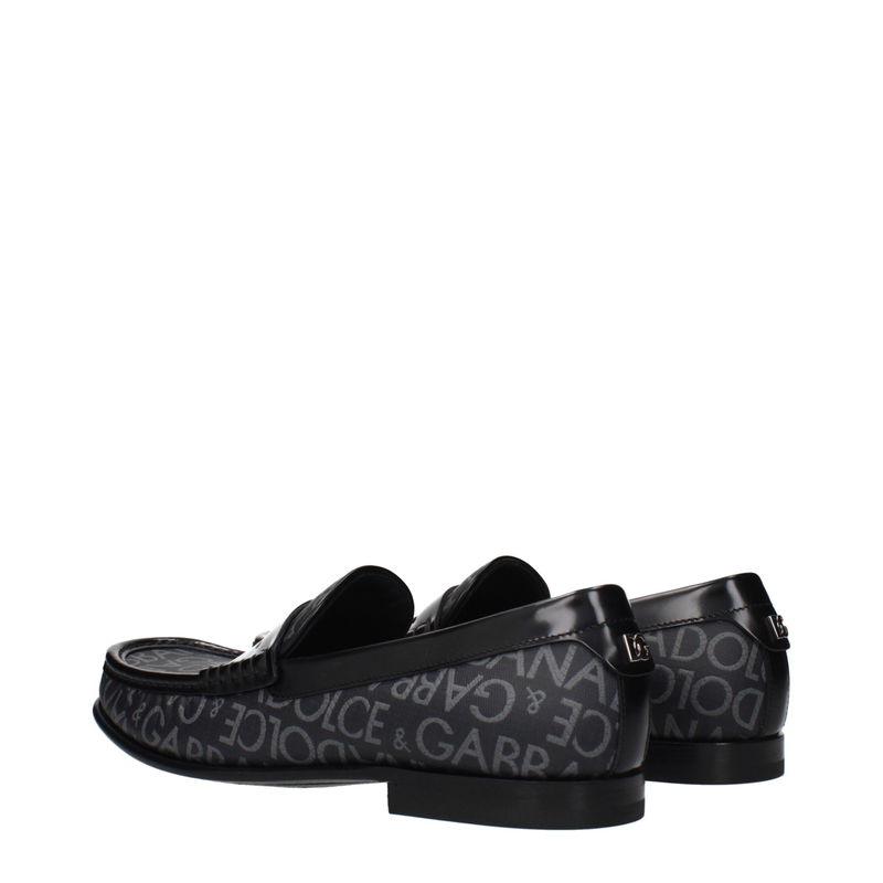 Black fabric slip-on loafers-null
