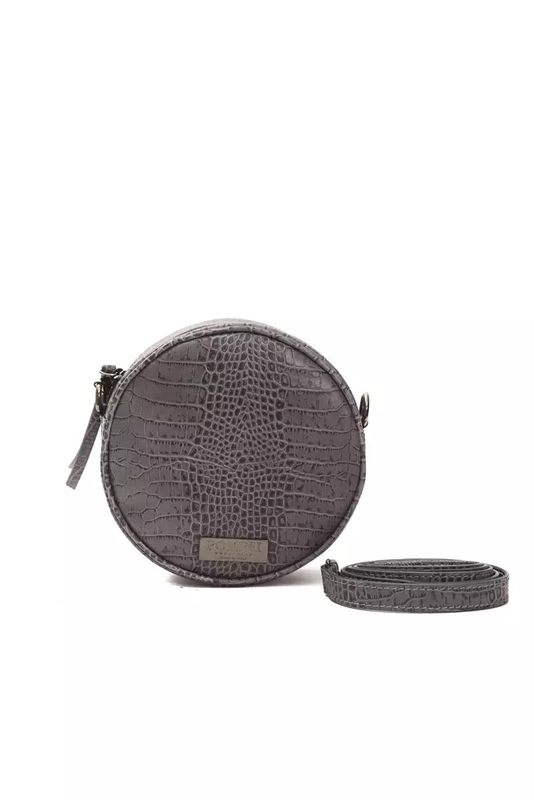 Gray leather women crossbody bag-null