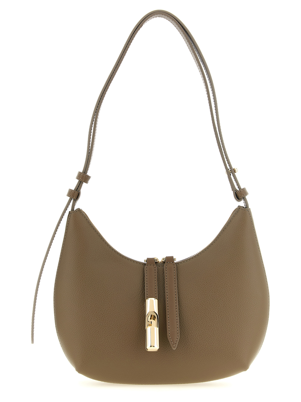 Beige calfskin shoulder bag-null