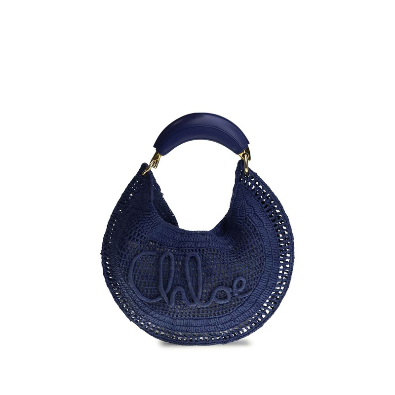 Blue raffia shoulder bag-null