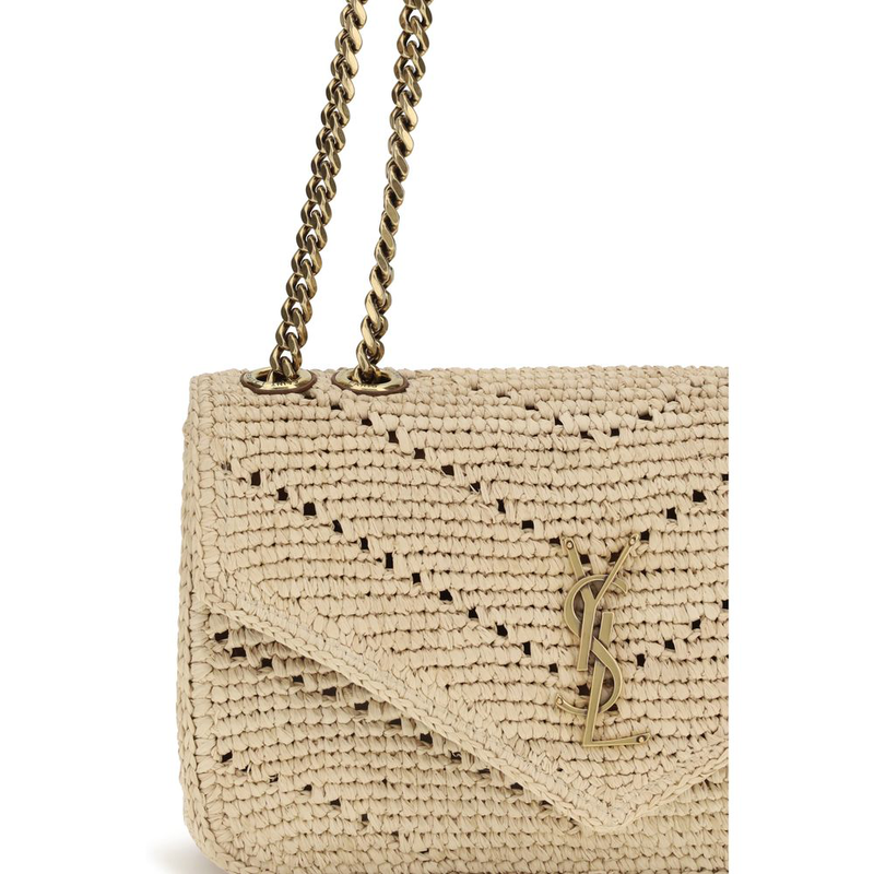 Beige raffia shoulder bag-null