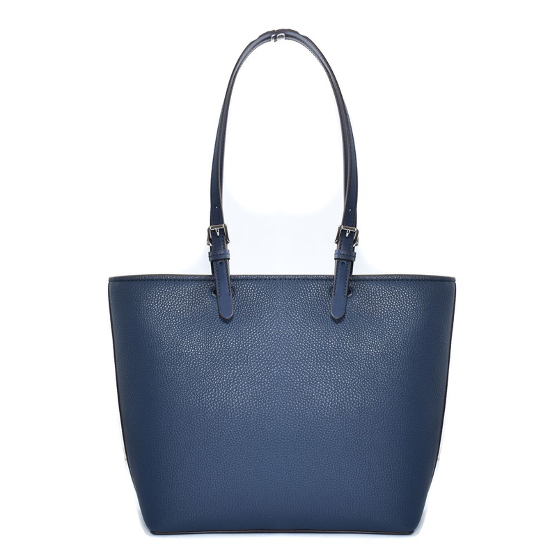 Blue artificial leather tote bag-null