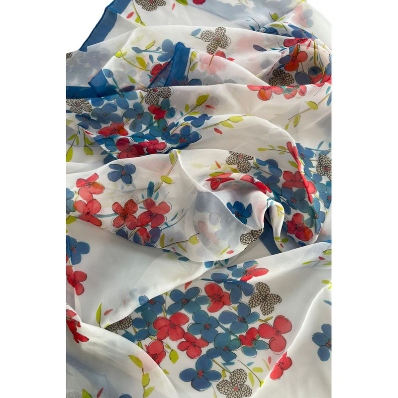 White silk women scarf-null