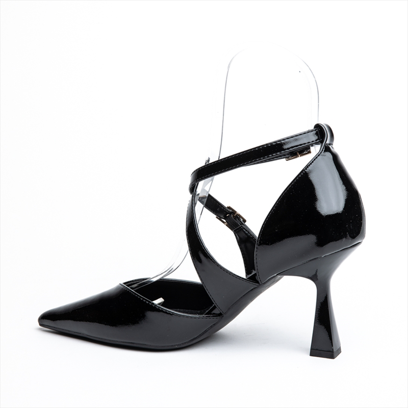 Miss belgini high heeled pumps with cross-cross buckle straps image number null