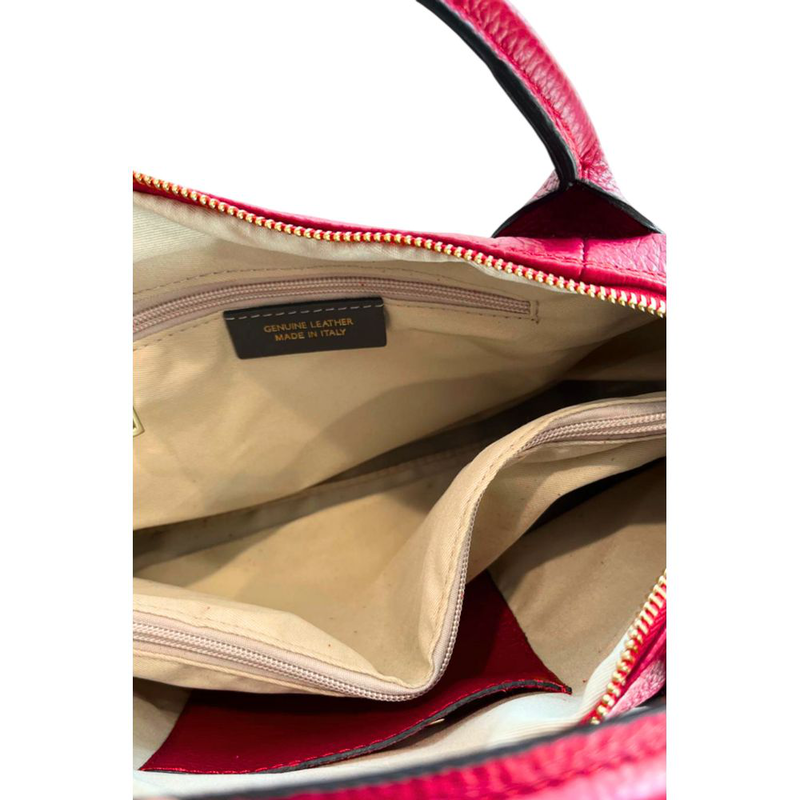 Red leather women handbag-null