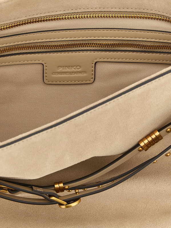 Beige cowhide shoulder bag-null