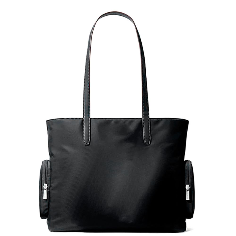 Black nylon tote bag-null