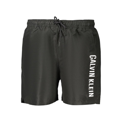 Black polyester men's short, Black, medium