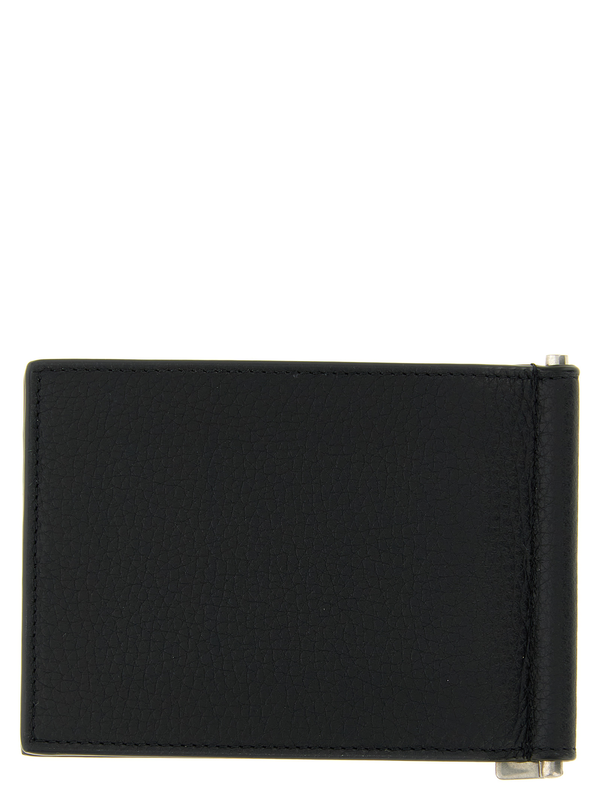Black calfskin money clip-null