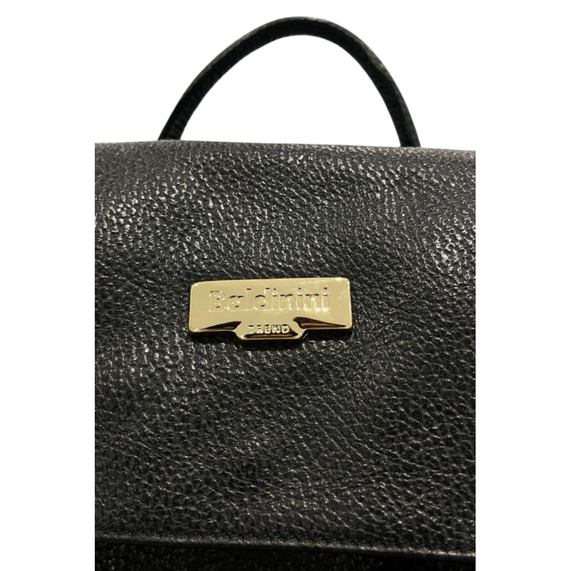 Black leather women backpack-null
