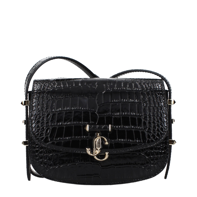 Black leather crossbody bag-null
