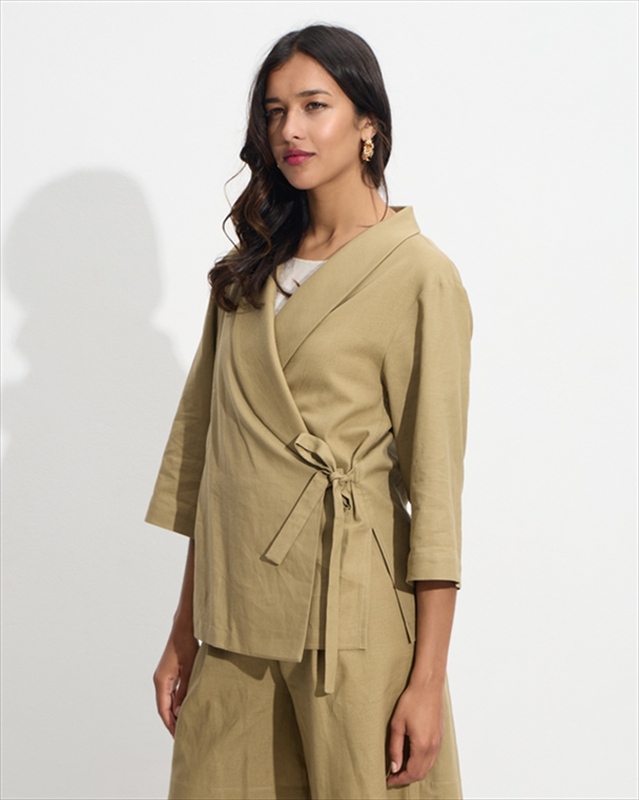 Linen jacket tie side-null