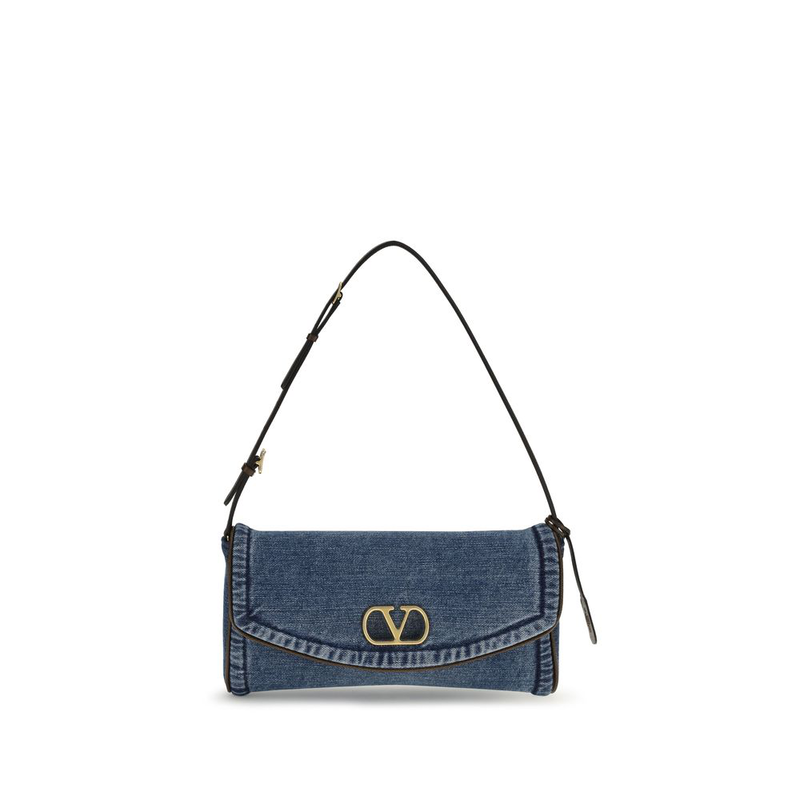 Blue cotton shoulder bag-null