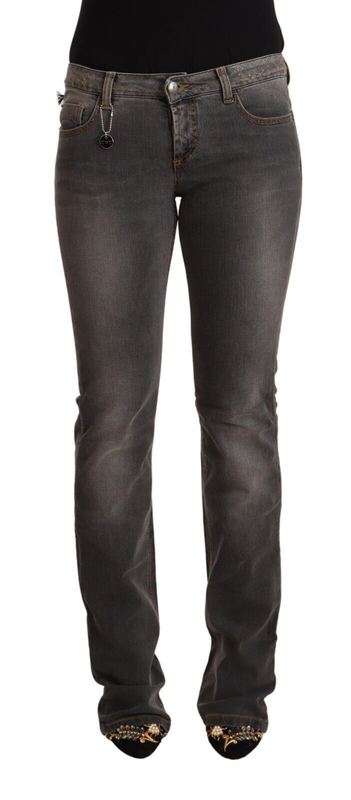 Gray washed low waist straight denim jeans-null