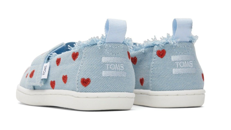 Product image: Toms tiny pastel blue washed denim / metallic embroidered hearts-null