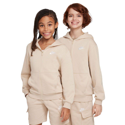 Kids nike sportswear club french terry full-zip hoodie, Sanddrift, medium