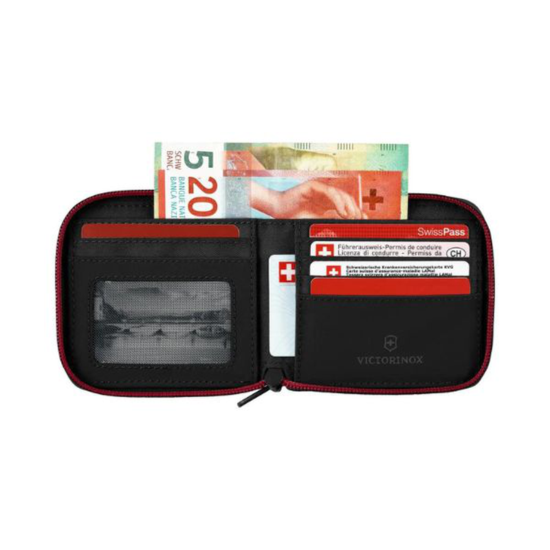 Travel essentials, zip-around wallet, black-null