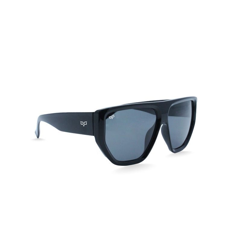 OJO sunglasses shield trend shine black frame and temples with black polarised lenses rx image number null