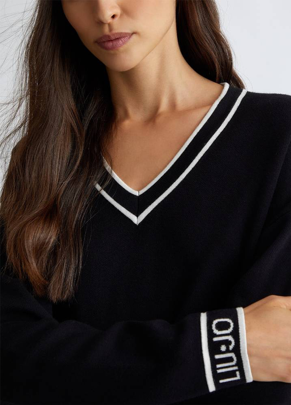 Product image: Silk blend knit sweater with logo-null