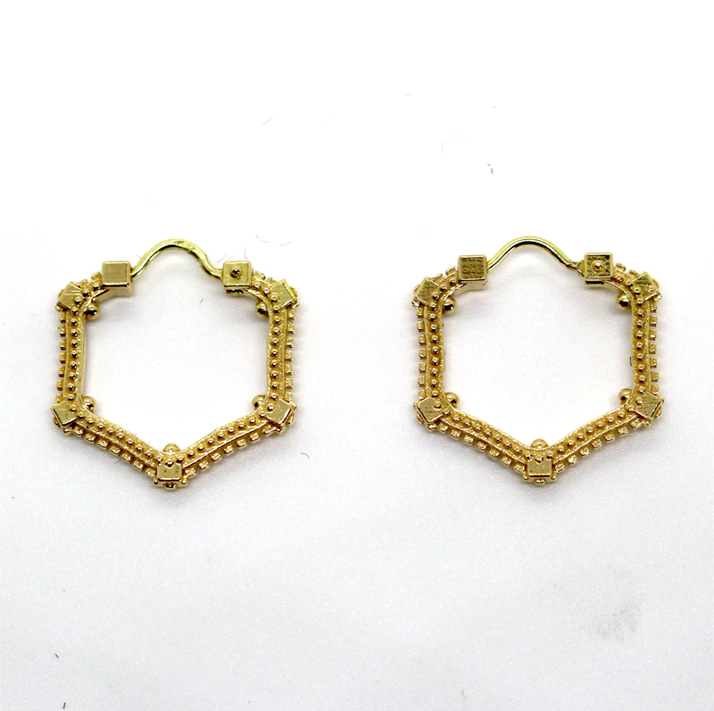 Earrings gold 18k. hexagonal - 'all that is' collection-null