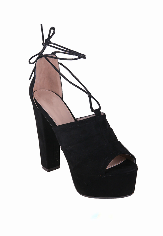 Black peep toe platforms image number null