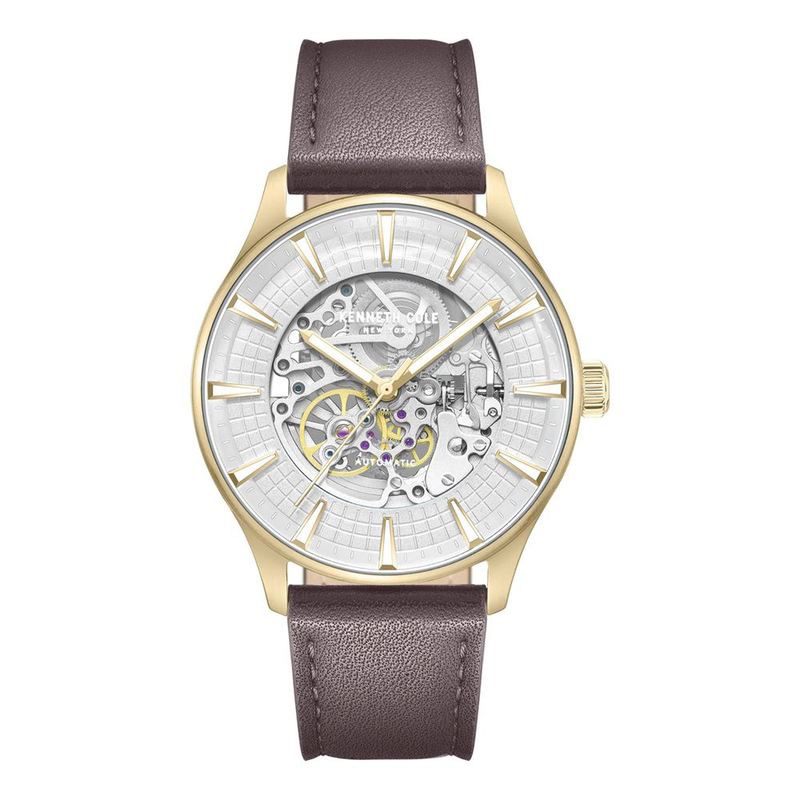 Brown leather dress watch-null