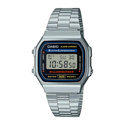 Casio vintage a168wa-1yes unisex stainless steel bracelet digital watch, , medium