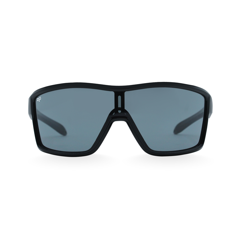OJO active  sunglasses  with shiny black frame temples  and  smoke black pc lenses-null
